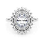 Exquisite 14kt White Gold Oval Engagement Ring Setting - 3/8 ct tw SI1-H Diamonds