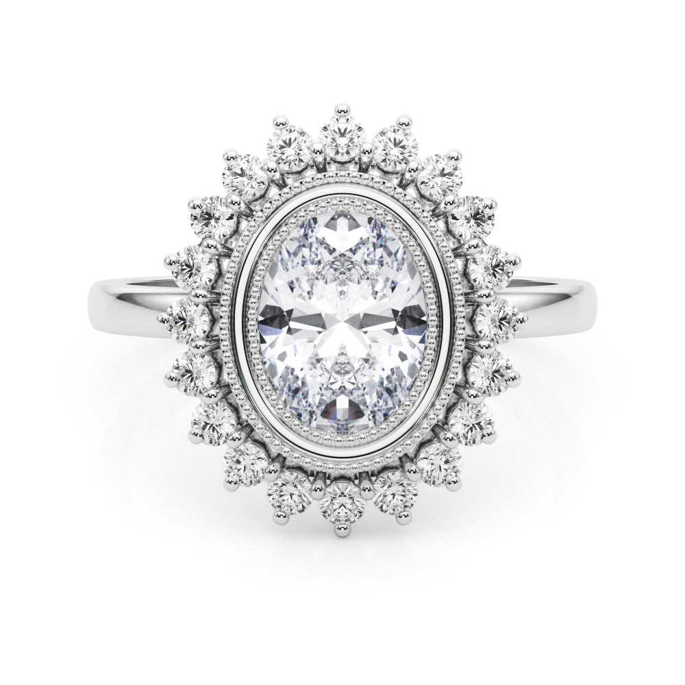 Exquisite 14kt White Gold Oval Engagement Ring Setting - 3/8 ct tw SI1-H Diamonds