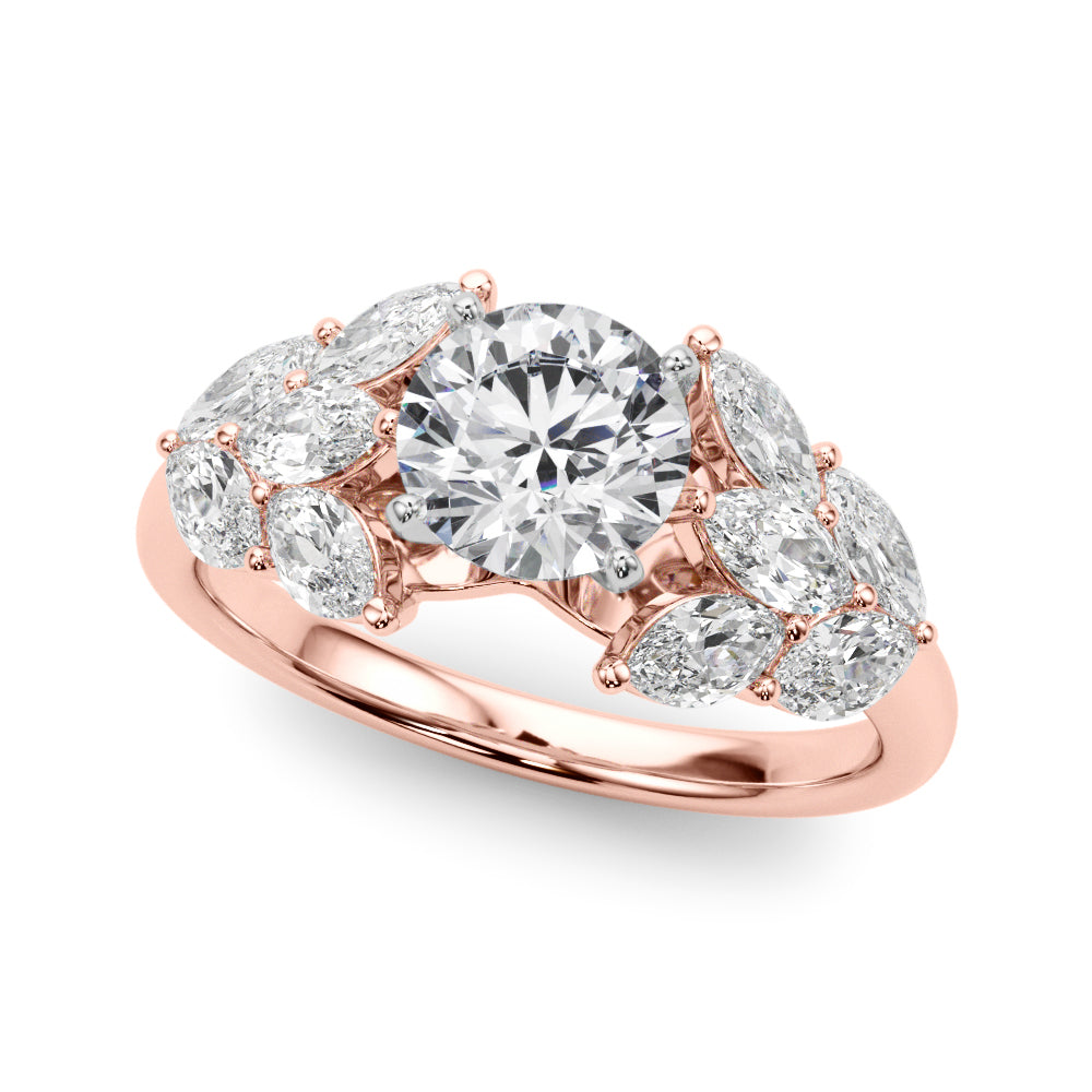 Elegant 14kt White Gold MQ Side Stones Engagement Ring with 1 1/5 ct tw Diamonds