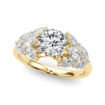 Elegant 14kt White Gold MQ Side Stones Engagement Ring with 1 1/5 ct tw Diamonds