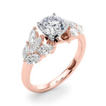 Elegant 14kt White Gold MQ Side Stones Engagement Ring with 1 1/5 ct tw Diamonds