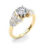 Elegant 14kt White Gold MQ Side Stones Engagement Ring with 1 1/5 ct tw Diamonds