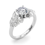 Elegant 14kt White Gold MQ Side Stones Engagement Ring with 1 1/5 ct tw Diamonds
