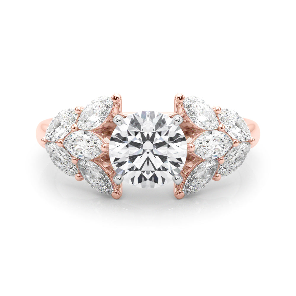 Elegant 14kt White Gold MQ Side Stones Engagement Ring with 1 1/5 ct tw Diamonds