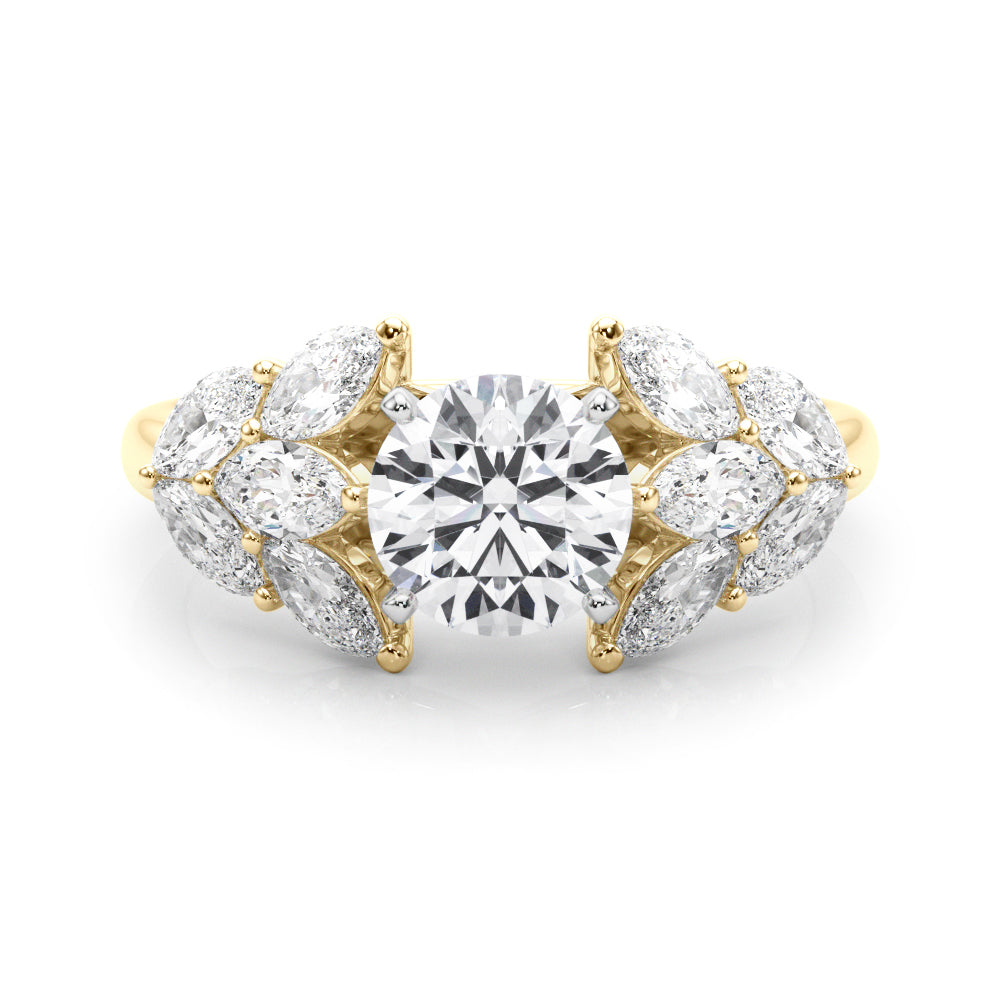 Elegant 14kt White Gold MQ Side Stones Engagement Ring with 1 1/5 ct tw Diamonds