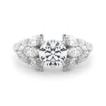 Elegant 14kt White Gold MQ Side Stones Engagement Ring with 1 1/5 ct tw Diamonds