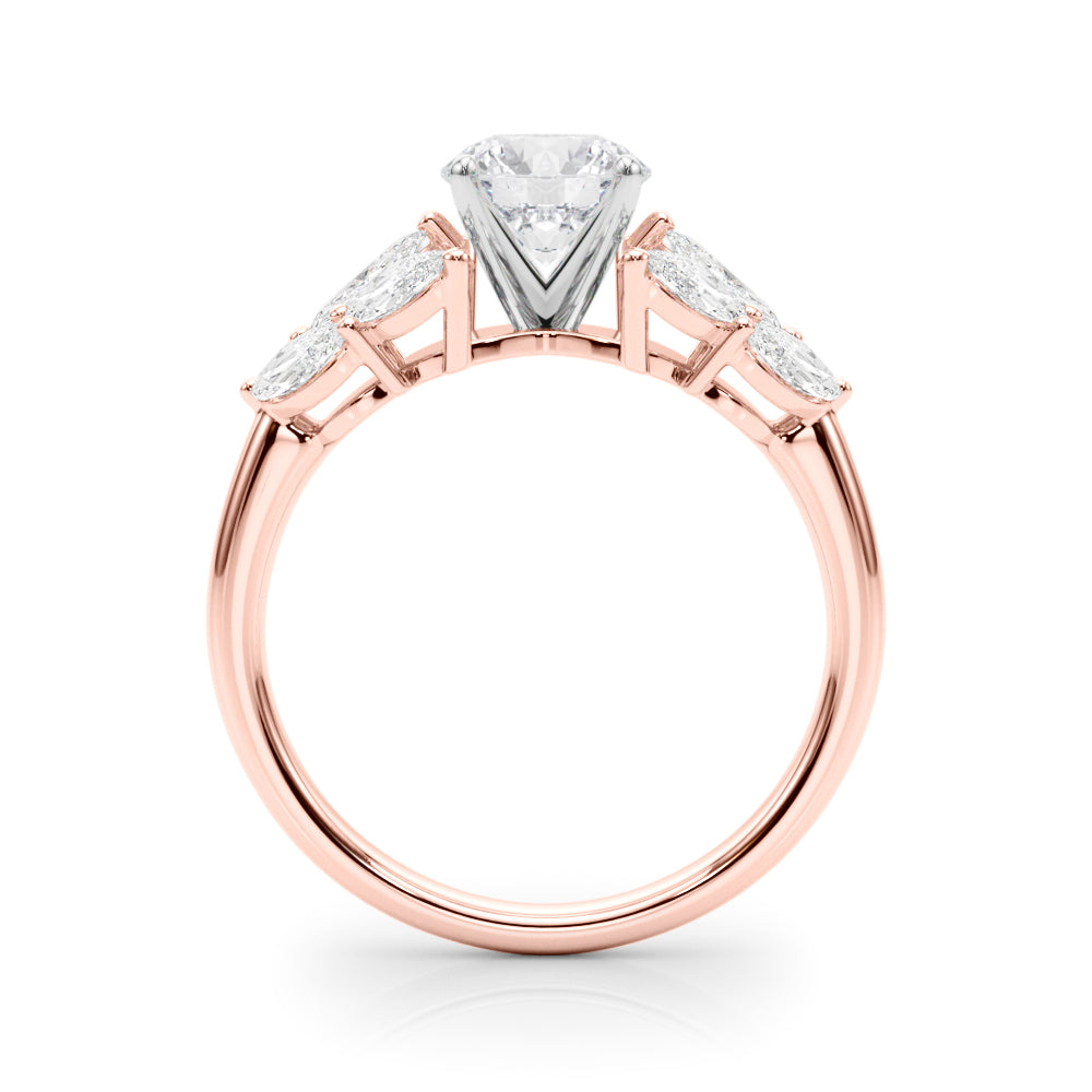 Elegant 14kt White Gold MQ Side Stones Engagement Ring with 1 1/5 ct tw Diamonds