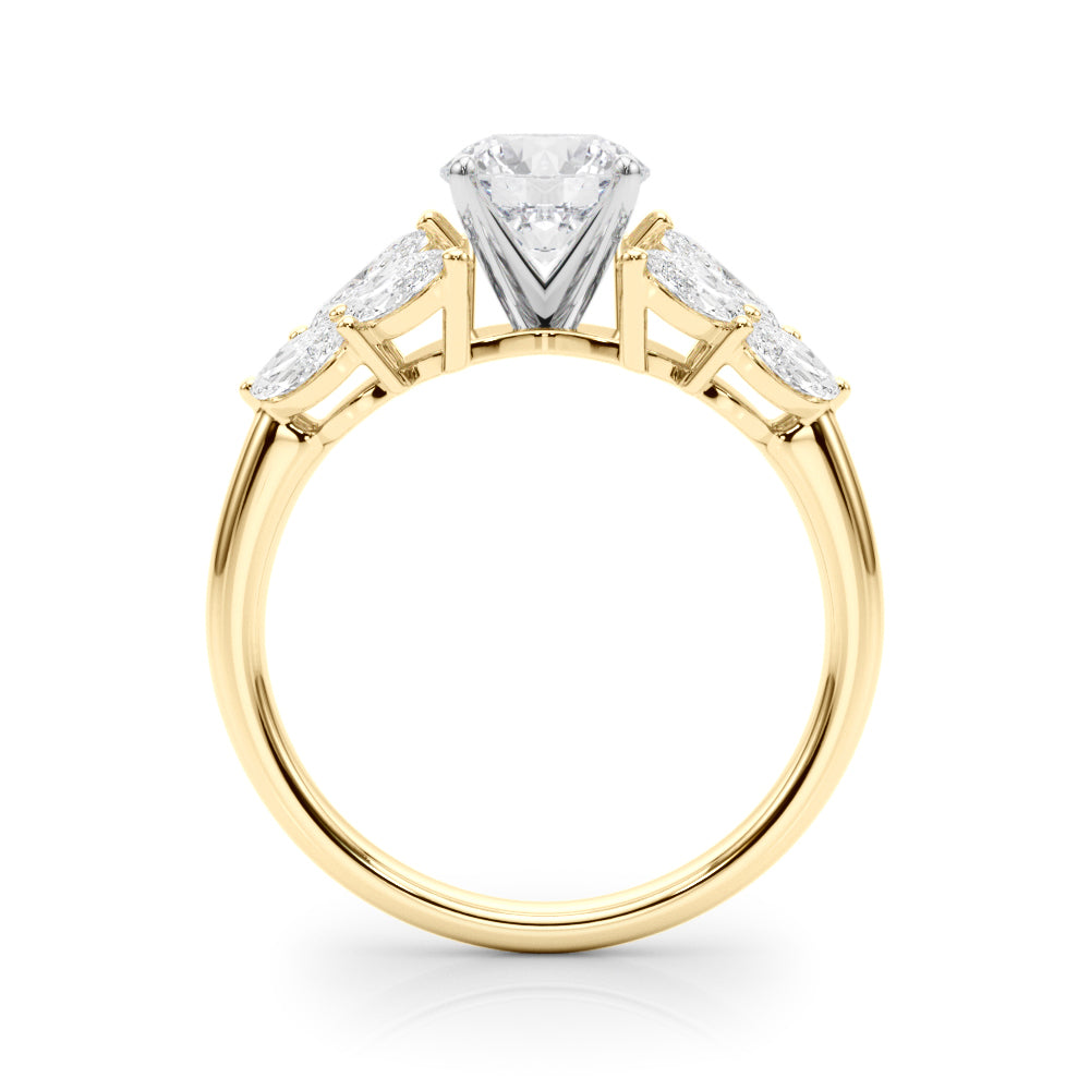 Elegant 14kt White Gold MQ Side Stones Engagement Ring with 1 1/5 ct tw Diamonds