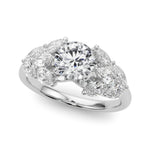 Elegant 14kt White Gold MQ Side Stones Engagement Ring with 1 1/5 ct tw Diamonds