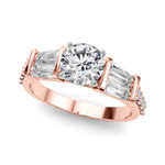 Stunning SB & RD Engagement Ring in 14kt White Gold with 7/8 ct tw SI1-SI2, G-H Diamonds