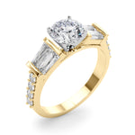 Stunning SB & RD Engagement Ring in 14kt White Gold with 7/8 ct tw SI1-SI2, G-H Diamonds
