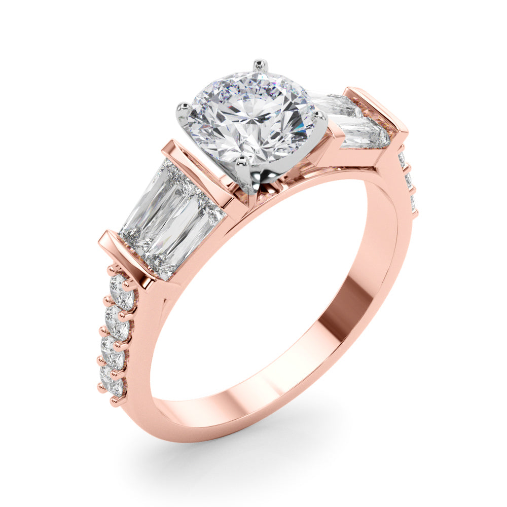 Stunning SB & RD Engagement Ring in 14kt White Gold with 7/8 ct tw SI1-SI2, G-H Diamonds