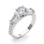 Stunning SB & RD Engagement Ring in 14kt White Gold with 7/8 ct tw SI1-SI2, G-H Diamonds