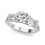 Stunning SB & RD Engagement Ring in 14kt White Gold with 7/8 ct tw SI1-SI2, G-H Diamonds