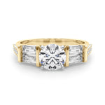 Stunning SB & RD Engagement Ring in 14kt White Gold with 7/8 ct tw SI1-SI2, G-H Diamonds