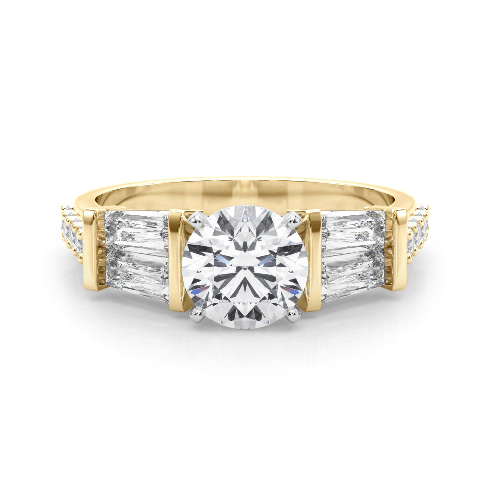 Stunning SB & RD Engagement Ring in 14kt White Gold with 7/8 ct tw SI1-SI2, G-H Diamonds