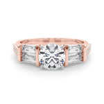 Stunning SB & RD Engagement Ring in 14kt White Gold with 7/8 ct tw SI1-SI2, G-H Diamonds