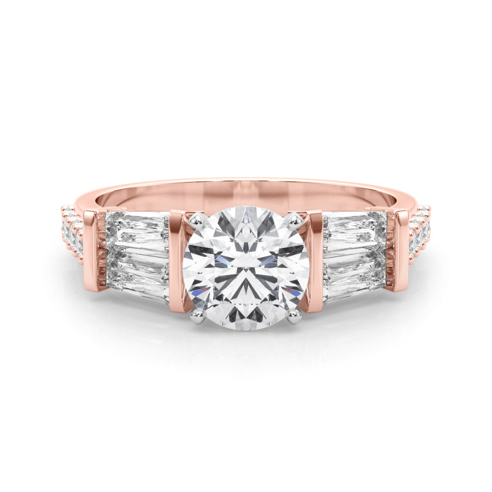 Stunning SB & RD Engagement Ring in 14kt White Gold with 7/8 ct tw SI1-SI2, G-H Diamonds