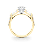 Stunning SB & RD Engagement Ring in 14kt White Gold with 7/8 ct tw SI1-SI2, G-H Diamonds