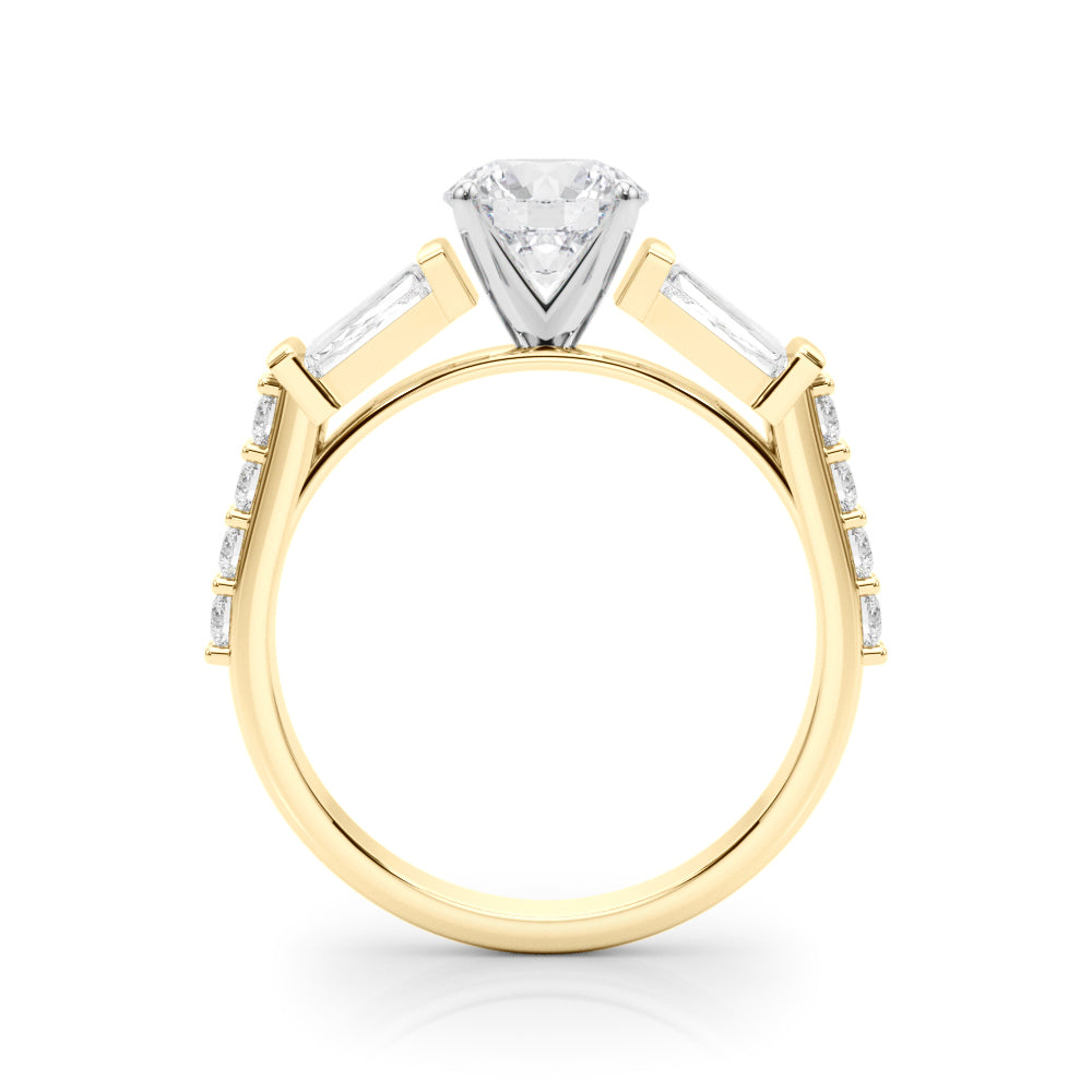 Stunning SB & RD Engagement Ring in 14kt White Gold with 7/8 ct tw SI1-SI2, G-H Diamonds