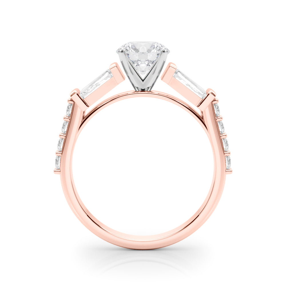 Stunning SB & RD Engagement Ring in 14kt White Gold with 7/8 ct tw SI1-SI2, G-H Diamonds