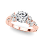 Exquisite 14kt White Gold Twisted Shank Engagement Ring with 3/8 ct TW Diamond Halo