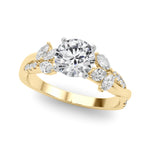 Exquisite 14kt White Gold Twisted Shank Engagement Ring with 3/8 ct TW Diamond Halo