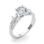 Exquisite 14kt White Gold Twisted Shank Engagement Ring with 3/8 ct TW Diamond Halo