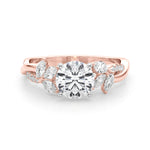 Exquisite 14kt White Gold Twisted Shank Engagement Ring with 3/8 ct TW Diamond Halo