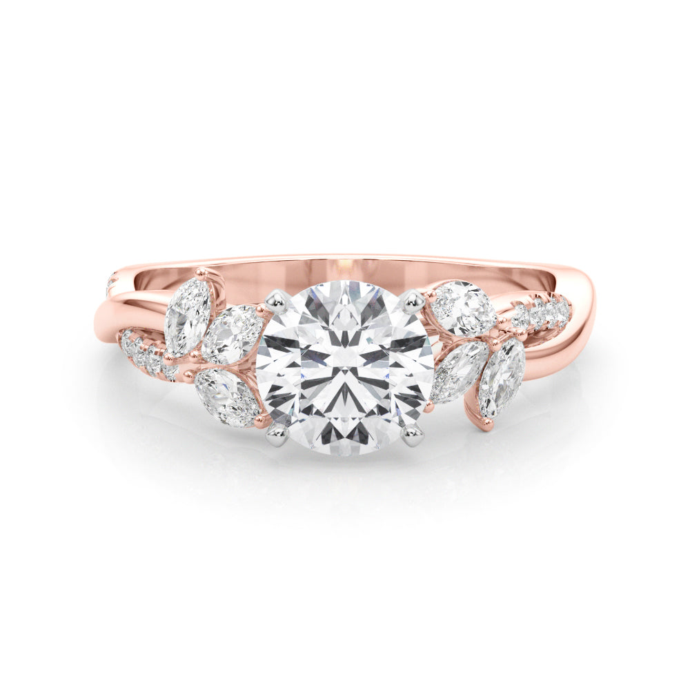 Exquisite 14kt White Gold Twisted Shank Engagement Ring with 3/8 ct TW Diamond Halo