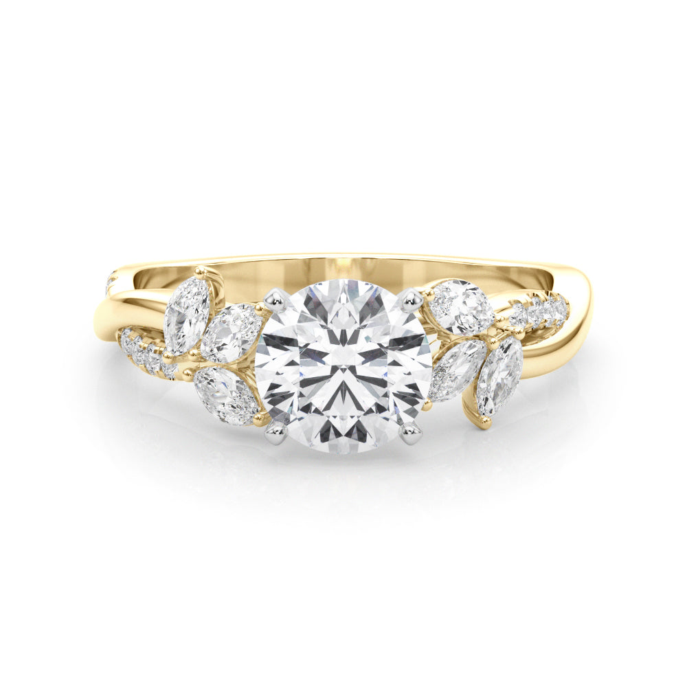 Exquisite 14kt White Gold Twisted Shank Engagement Ring with 3/8 ct TW Diamond Halo