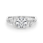 Exquisite 14kt White Gold Twisted Shank Engagement Ring with 3/8 ct TW Diamond Halo