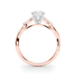 Exquisite 14kt White Gold Twisted Shank Engagement Ring with 3/8 ct TW Diamond Halo