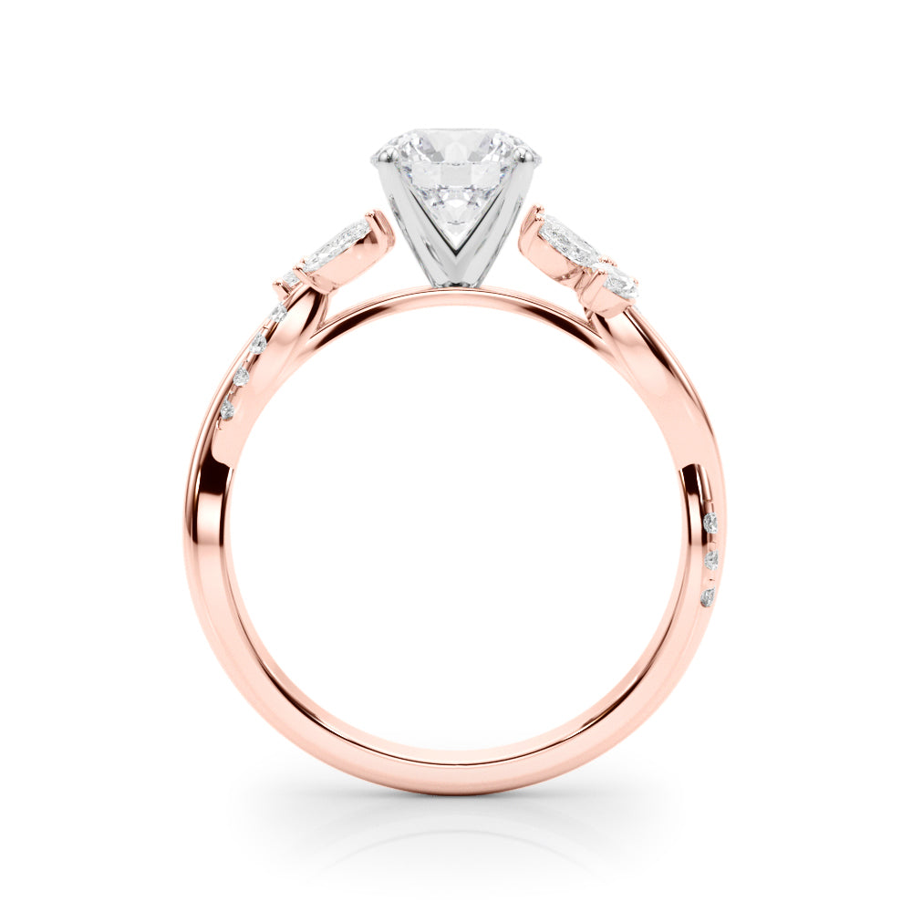 Exquisite 14kt White Gold Twisted Shank Engagement Ring with 3/8 ct TW Diamond Halo