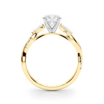 Exquisite 14kt White Gold Twisted Shank Engagement Ring with 3/8 ct TW Diamond Halo