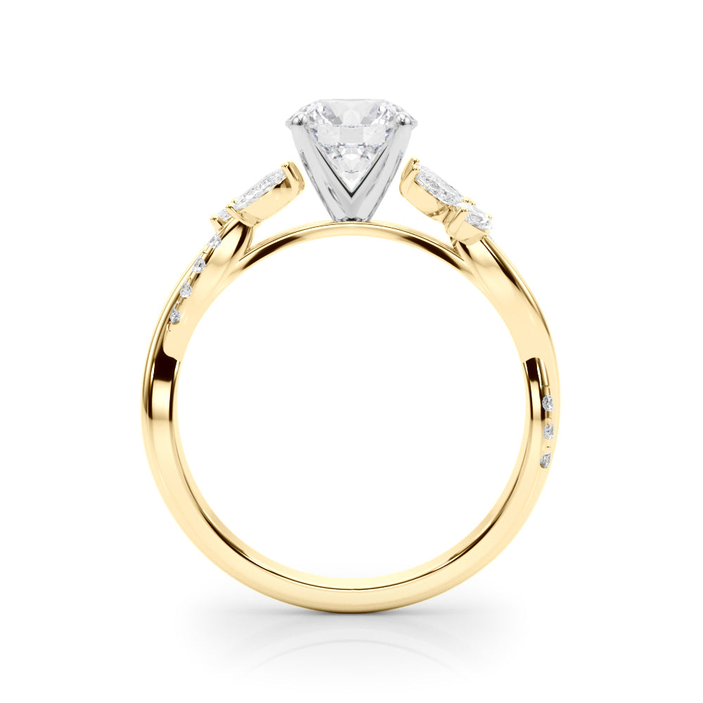 Exquisite 14kt White Gold Twisted Shank Engagement Ring with 3/8 ct TW Diamond Halo