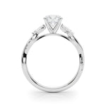 Exquisite 14kt White Gold Twisted Shank Engagement Ring with 3/8 ct TW Diamond Halo