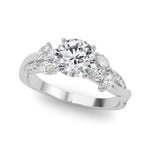 Exquisite 14kt White Gold Twisted Shank Engagement Ring with 3/8 ct TW Diamond Halo