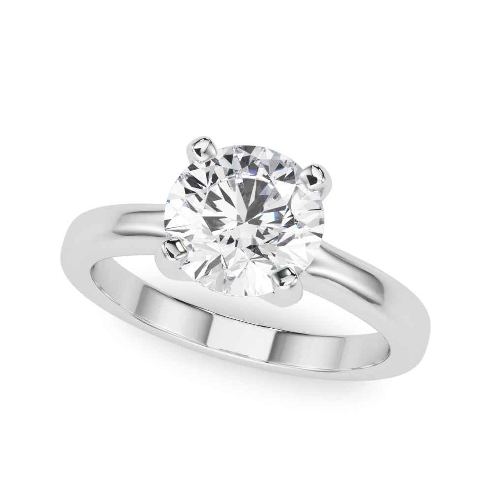 Elegant 14kt White Gold Solitaire Round Engagement Ring - 1 CT Center Stone