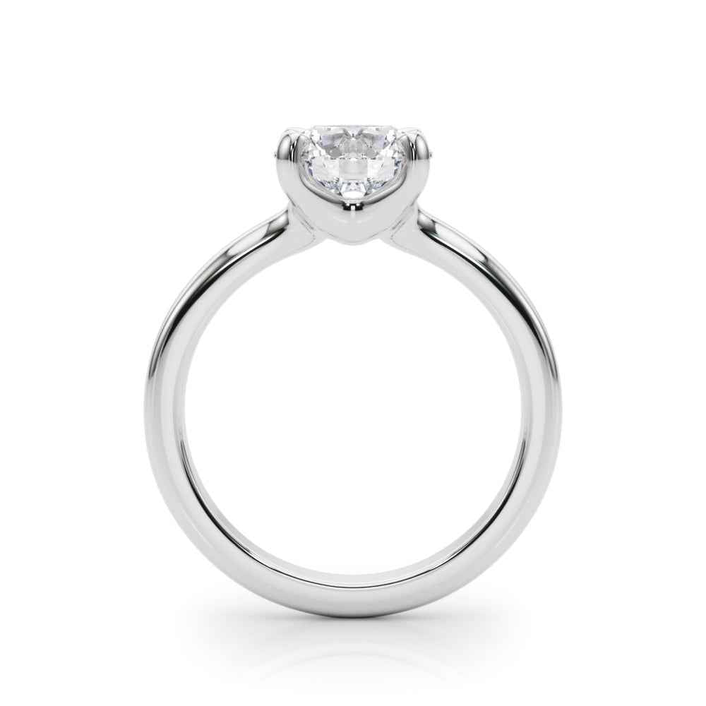Elegant 14kt White Gold Solitaire Round Engagement Ring - 1 CT Center Stone
