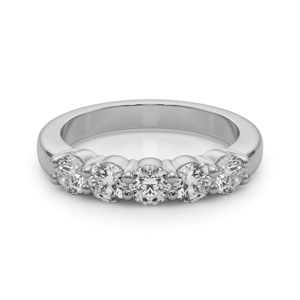 Stunning 14kt White Gold 5-Stone Shared Prong Diamond Band - 1/2 ct TW