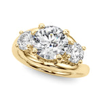 Elegant 14kt White Gold 3-Stone Round Semi-Mount Engagement Ring Setting - 1 ct tw Diamond Accents