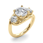 Elegant 14kt White Gold 3-Stone Round Semi-Mount Engagement Ring Setting - 1 ct tw Diamond Accents