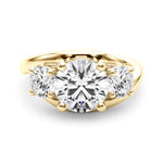 Elegant 14kt White Gold 3-Stone Round Semi-Mount Engagement Ring Setting - 1 ct tw Diamond Accents