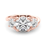 Elegant 14kt White Gold 3-Stone Round Semi-Mount Engagement Ring Setting - 1 ct tw Diamond Accents