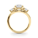 Elegant 14kt White Gold 3-Stone Round Semi-Mount Engagement Ring Setting - 1 ct tw Diamond Accents