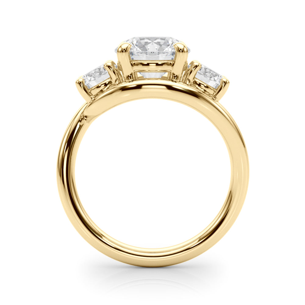 Elegant 14kt White Gold 3-Stone Round Semi-Mount Engagement Ring Setting - 1 ct tw Diamond Accents