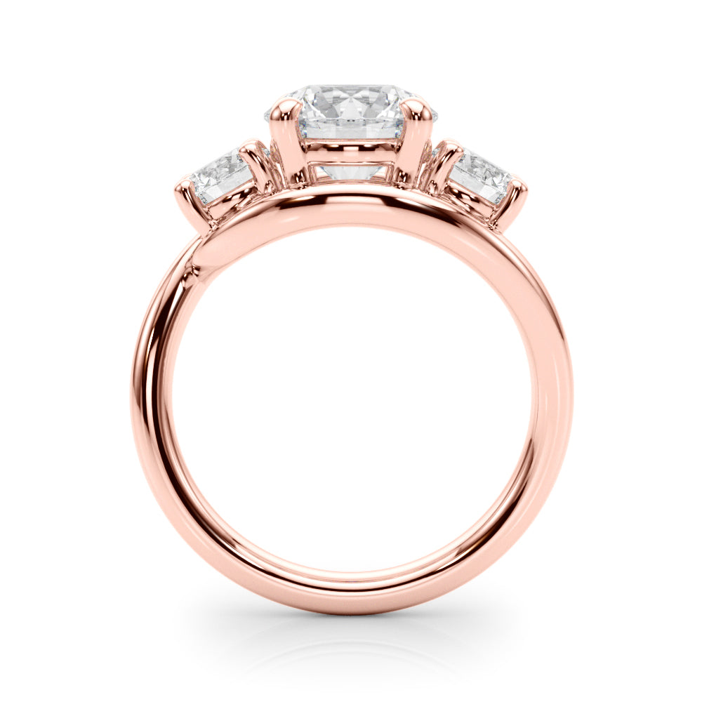 Elegant 14kt White Gold 3-Stone Round Semi-Mount Engagement Ring Setting - 1 ct tw Diamond Accents