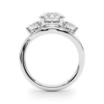 Elegant 14kt White Gold 3-Stone Round Semi-Mount Engagement Ring Setting - 1 ct tw Diamond Accents