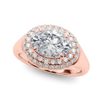 Exquisite 14kt Yellow Gold Oval Trellis Engagement Ring Setting - Semi-Mount with 3/8 ct tw Diamonds